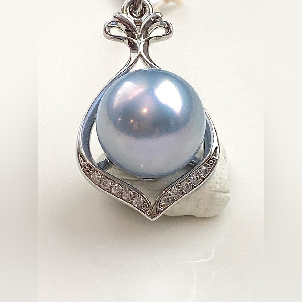 P171-Handmade 12mm Baby Blue Edison Pearl Pendant - Picture 5 of 5